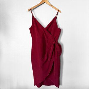 BCBGeneration Faux Wrap Burgundy Red Mini Dress Womens Size 12 Holiday Party